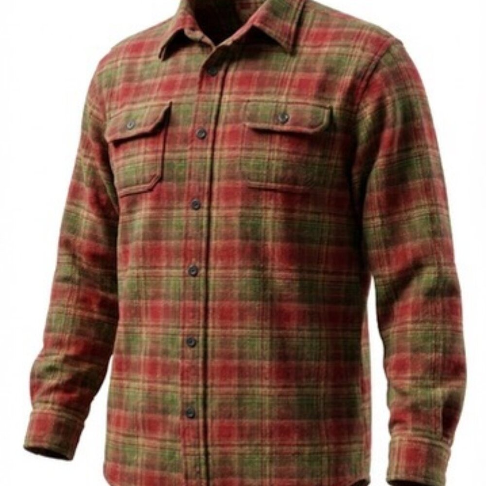 Orvis Big Bear Red and Green Plaid Mens Flannel Size L Shirt Jacket